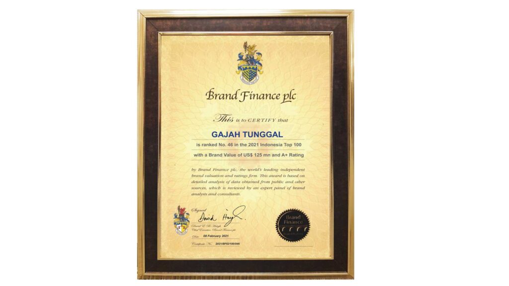 Produsen Ban PT Gajah Tunggal Tbk, Raih The Top 100 Most Valuable and Strongest Indonesian Brands